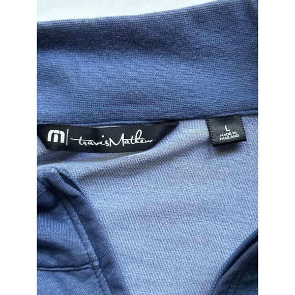 Travis Mathew Pullover‎ Men's L Blue Chest Stripes 1/4 Zip Golf Pullover Stretch - Picture 7 of 10